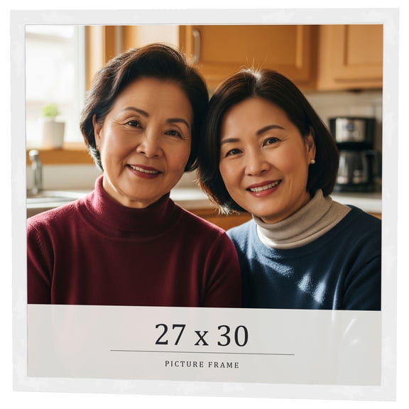 27x30 Frame White Real Wood Picture Frame Width 0.75 inches | Interior Frame Depth 0.5 inches |
