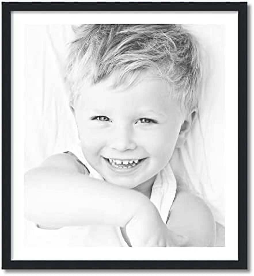 27x30 inch black picture frame with 2 inch single crisp mat, singlemat