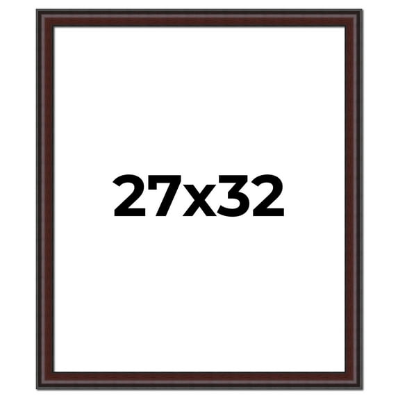 27x32 Frame Brown Round Mahogany Solid Wood Picture Frame | 1.625 Inch Moulding Width | with UV
