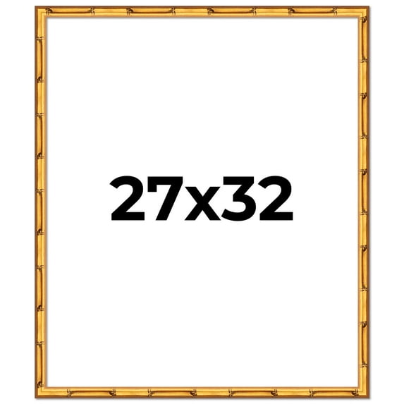 27x32 Frame Gold Bamboo Solid Wood Picture Frame | 1 Inch Moulding Width | Interior Frame Depth