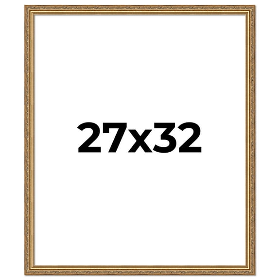 27x32 Frame Gold Solid Wood Picture Frame Width 1.25 Inches | Interior Frame Depth 0.375 Inches |