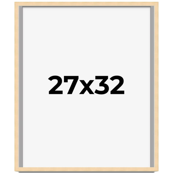 27x32 Frame Natural Wood Picture Frame | 0.75 Inch Moulding Width | with UV Acrylic Plexiglass,
