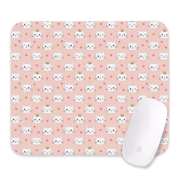 27x32cm Mouse Pad, Non-Slip Waterproof Rubber Base, Smooth Precise Desk Mat,Cat Heart Pink Pattern