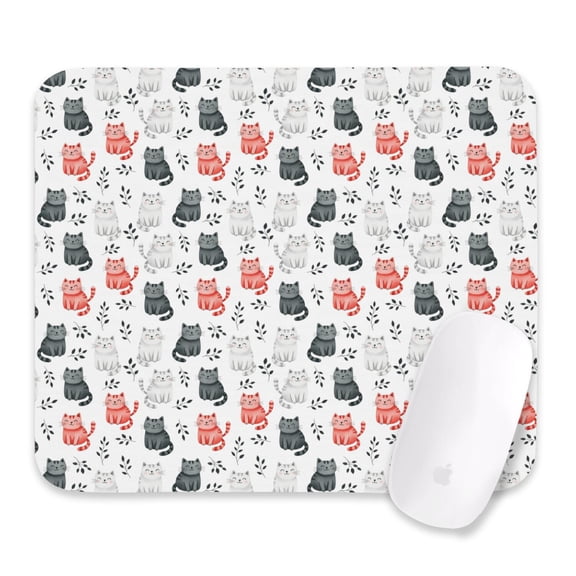 27x32cm Mouse Pad, Non-Slip Waterproof Rubber Base, Smooth Precise Desk Mat,Cat Leaf Silhouette White Pattern
