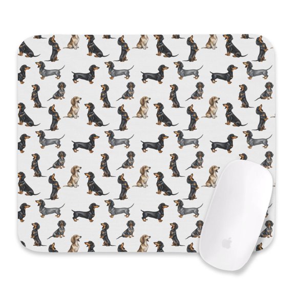 27x32cm Mouse Pad, Non-Slip Waterproof Rubber Base, Smooth Precise Desk Mat,Dachshund Variety White Pattern