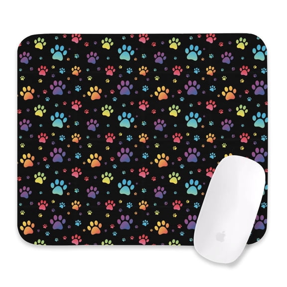 27x32cm Mouse Pad, Non-Slip Waterproof Rubber Base, Smooth Precise Desk Mat,Dog Paw Rainbow Black Pattern