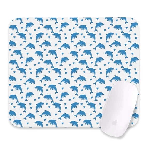 27x32cm Mouse Pad, Non-Slip Waterproof Rubber Base, Smooth Precise Desk Mat,Dolphin Heart White Pattern