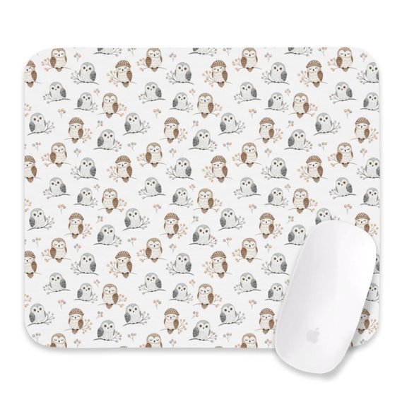 27x32cm Mouse Pad, Non-Slip Waterproof Rubber Base, Smooth Precise Desk Mat,Owl Knit Berries White Pattern