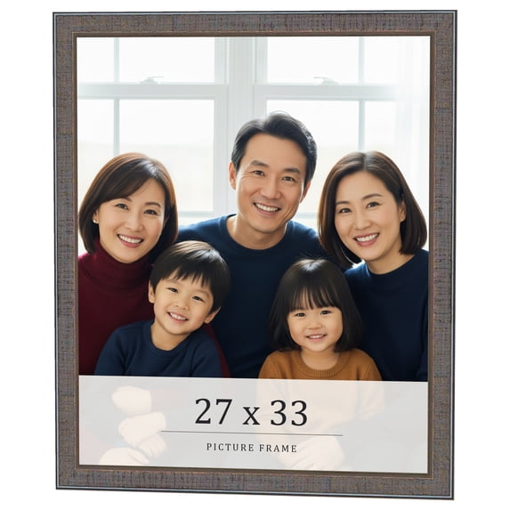 27x33 Frame Blue Kingsley Pewter Solid Wood Picture Frame Width 0.75 Inches |Interior Depth 0.5
