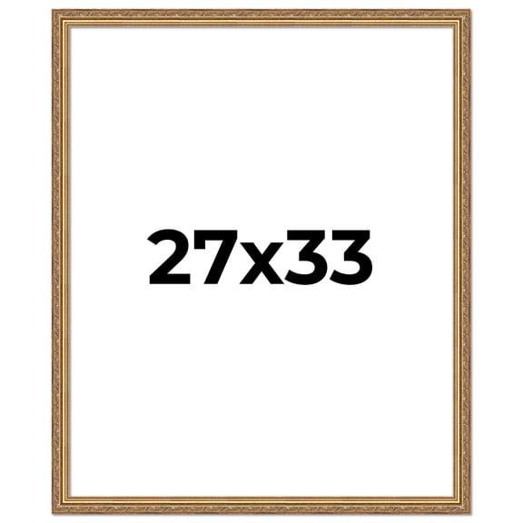 27x33 Frame Gold Solid Wood Picture Frame Width 1.25 Inches | Interior Frame Depth 0.375 Inches |
