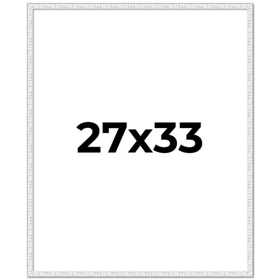 27x33 Frame White Scuffed Rustic Solid Wood Picture Frame | 0.75 Inch Moulding Width| Includes UV
