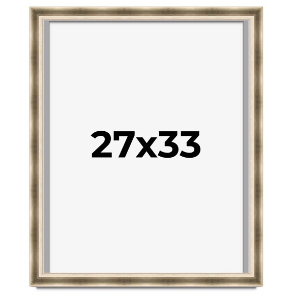27x33 Shadow Box Frame Silver | 1.75 inches Deep Real Wood Traditional Shadowbox Display Frame | UV