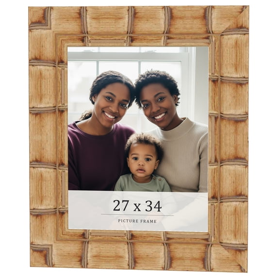 27x34 Frame Beige Real Wood Picture Frame Width 3 inches | Interior Frame Depth 0.5 inches |