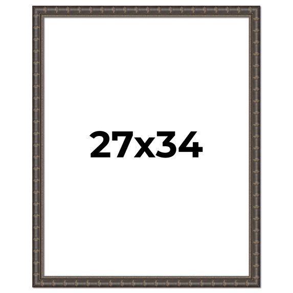 27x34 Frame Black Bamboo Solid Wood Picture Frame Width 1.5 Inches | Interior Frame Depth 0.5