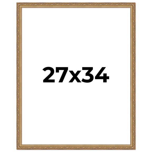 27x34 Frame Gold Solid Wood Picture Frame Width 1.25 Inches | Interior Frame Depth 0.375 Inches |