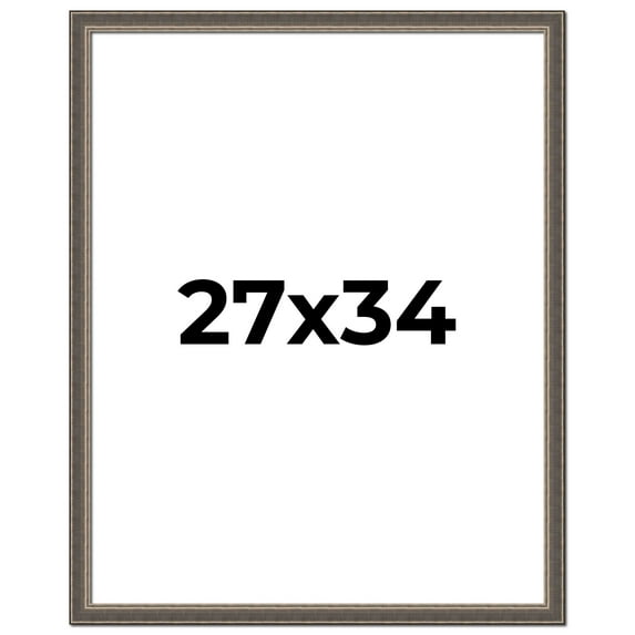27x34 Frame Silver Real Wood Picture Frame Width 1.25 Inches | Interior Frame Depth 0.5 Inches |