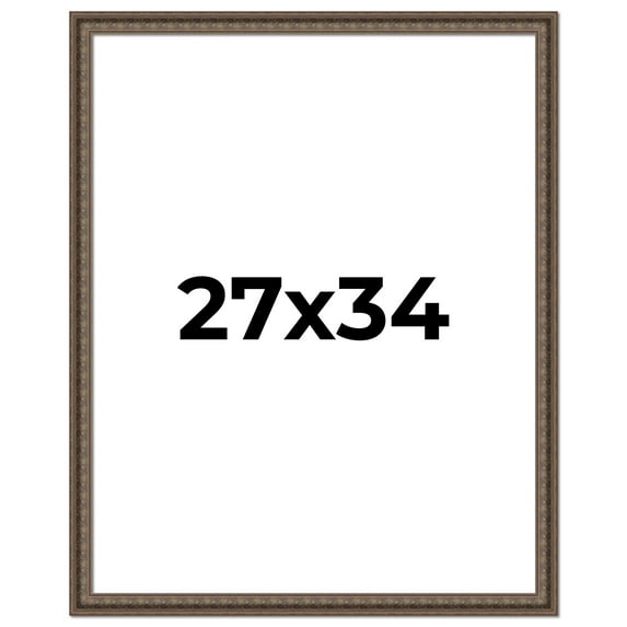 27x34 Ornate Brown Real Wood Picture Frame Width 1.5 Inches | Interior Frame Depth 0.5 Inches |