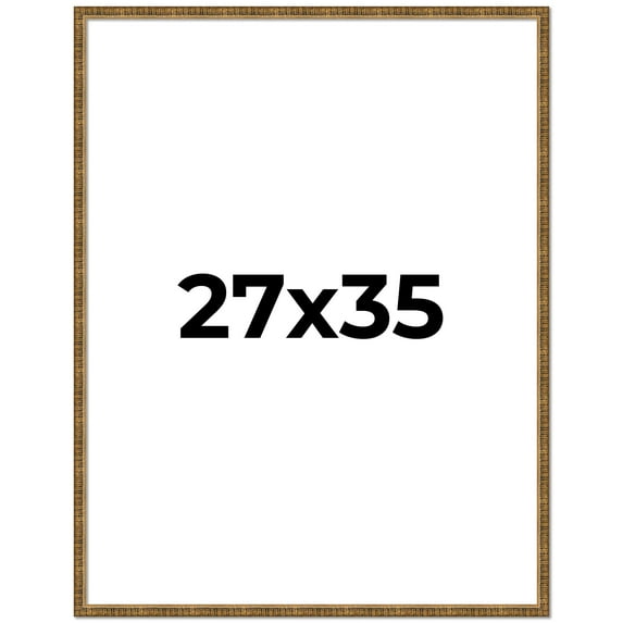 27x35 Frame Gold Kingsley Distressed Solid Wood Picture Frame Width 0.75 Inches | Interior Frame
