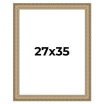 27x35 Frame Ornate Silver Beaded Solid Wood Picture Frame Width 2.5 Inches | Interior Depth 1