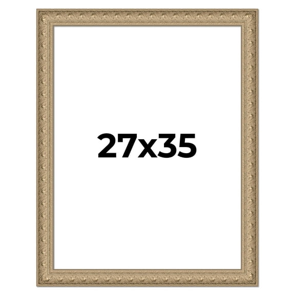 27x35 Frame Ornate Silver Beaded Solid Wood Picture Frame Width 2.5 Inches | Interior Depth 1