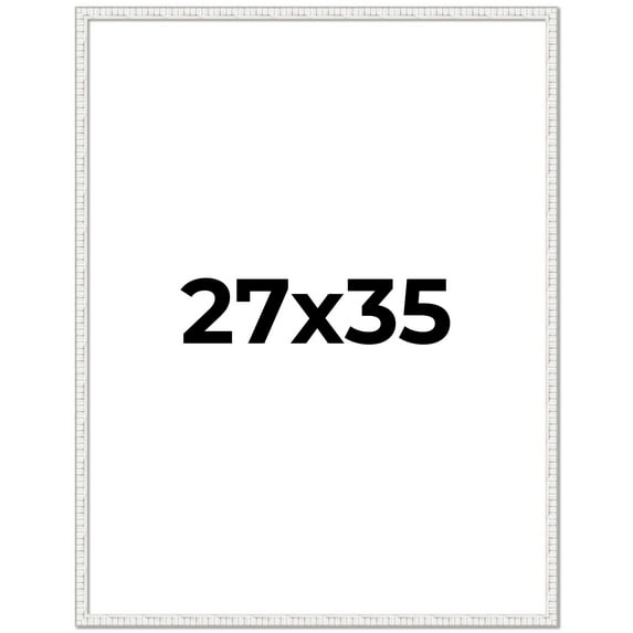 27x35 Frame White Scuffed Rustic Solid Wood Picture Frame | 0.75 Inch Moulding Width| Includes UV