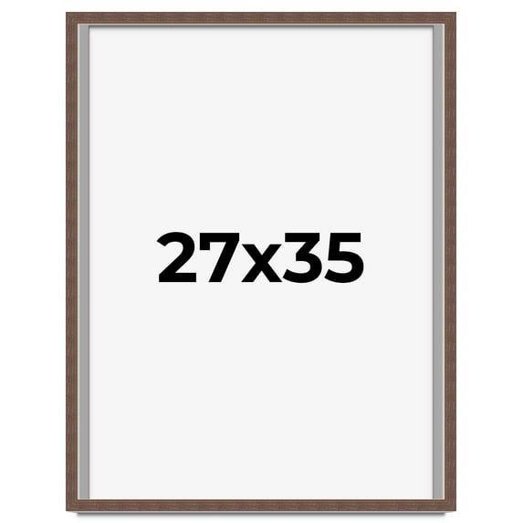 27x35 Shadow Box Frame Brown | 1.125 inches Deep Real Wood Rustic Shadowbox Display Frame | UV