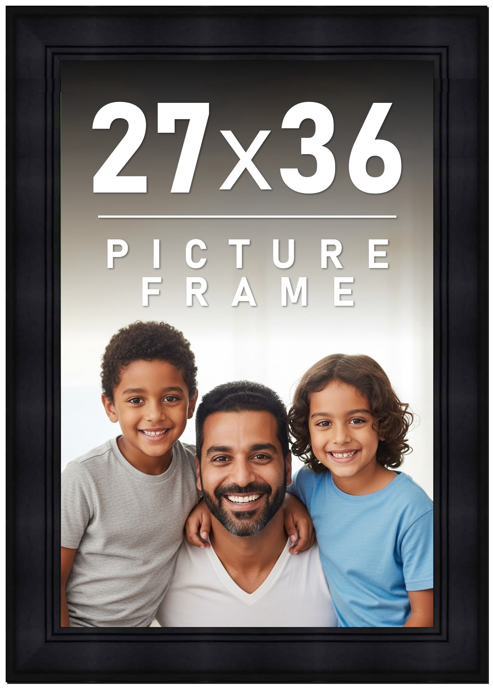 27x36 Frame Black Solid Wood Picture Frame | 0.75 Inch Moulding