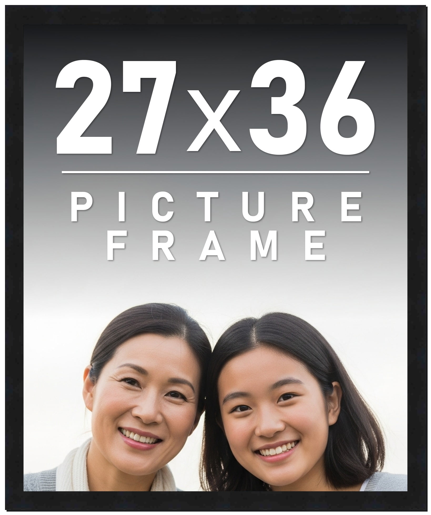 27x36 Frame Black Solid Wood Picture Frame | 0.75 Inch Moulding