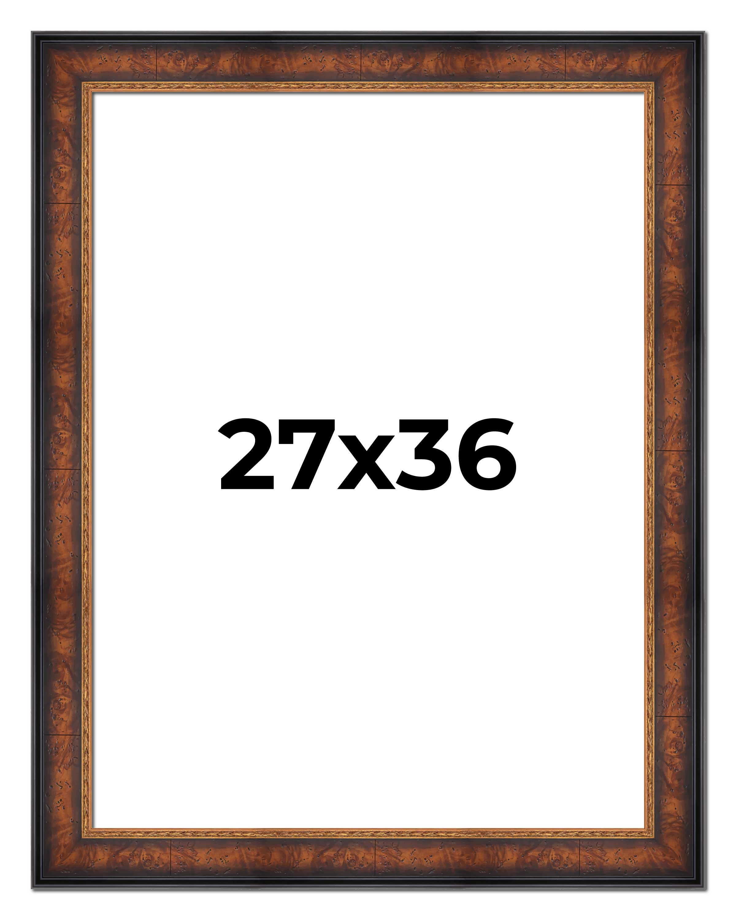27x36 Frame Brown Walnut Gold Ornate Trim Solid Wood Plein Air Picture ...