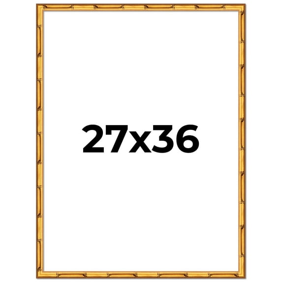 27x36 Frame Gold Bamboo Solid Wood Picture Frame | 1 Inch Moulding Width | Interior Frame Depth