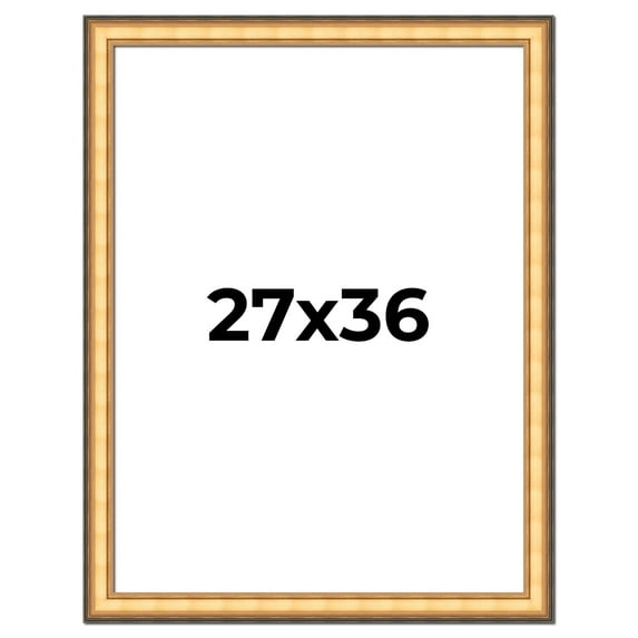 27x36 Frame Gold Plein Aire Solid Wood Picture Frame Width 2 Inches | Interior Frame Depth 0.5