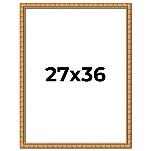 27x36 Frame Gold Real Wood Picture Frame Width 1.5 inches | Interior Frame Depth 0.5 inches |