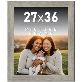 27x36 Frame Gray Barnwood Rustic Solid Wood Picture Frame | 1.5 Inch Moulding Width | Includes UV