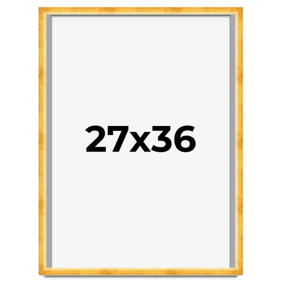 27x36 Shadow Box Frame Gold | 1.625 Inches Deep Real Wood Traditional Shadowbox Display Frame | UV