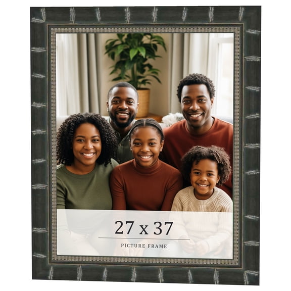 27x37 Frame Black Bamboo Solid Wood Picture Frame Width 1.5 Inches | Interior Frame Depth 0.5