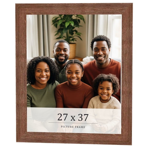 27x37 Frame Brown Farmhouse Solid Wood Picture Frame Width 1.5 Inches | Interior Frame Depth 0.5