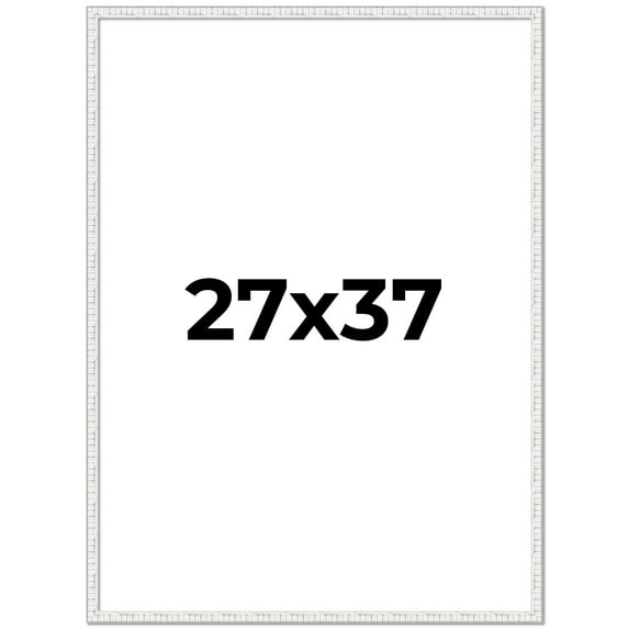 27x37 Frame White Scuffed Rustic Solid Wood Picture Frame | 0.75 Inch Moulding Width| Includes UV