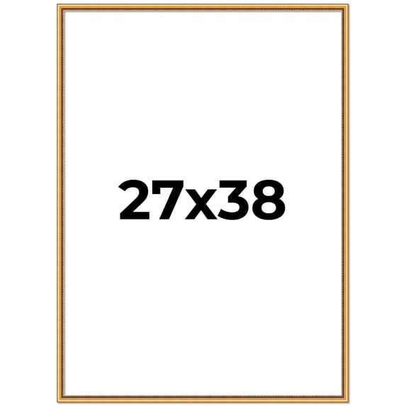 27x38 Frame Beaded Gold Solid Wood Picture Frame | 0.75 Inches Moulding Width | Liscio Oro