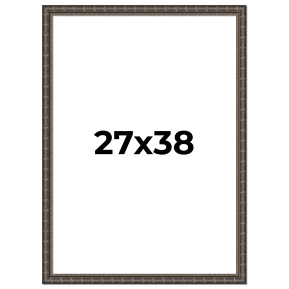 27x38 Frame Black Bamboo Solid Wood Picture Frame Width 1.5 Inches | Interior Frame Depth 0.5