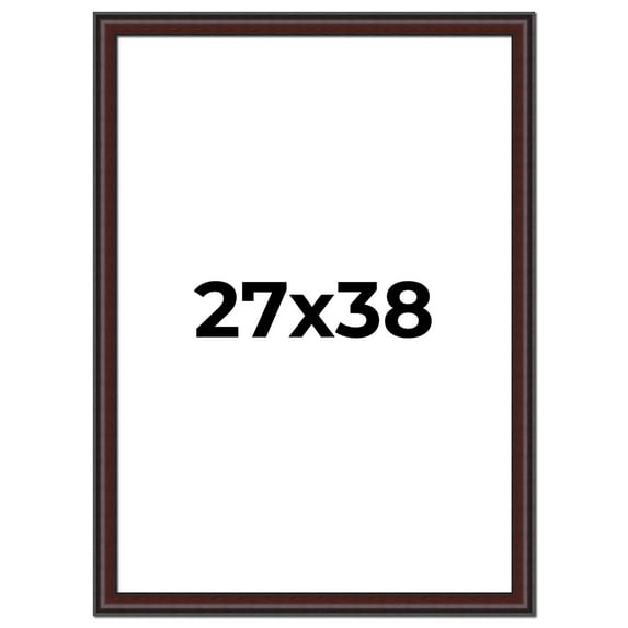 27x38 Frame Brown Round Mahogany Solid Wood Picture Frame | 1.625 Inch Moulding Width | with UV