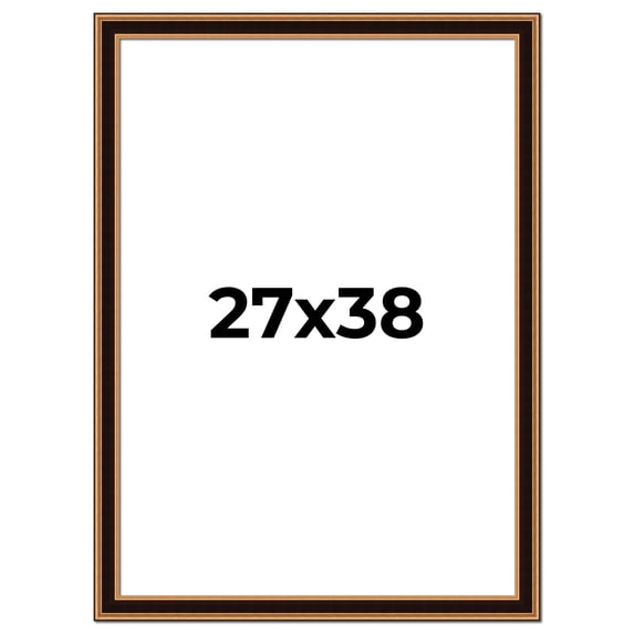 27x38 Frame Gold Brown Plein Air Vintage Solid Wood Picture Frame | 1.75 Inches Moulding Width |