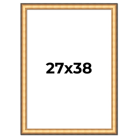27x38 Frame Gold Plein Aire Solid Wood Picture Frame Width 2 Inches | Interior Frame Depth 0.5
