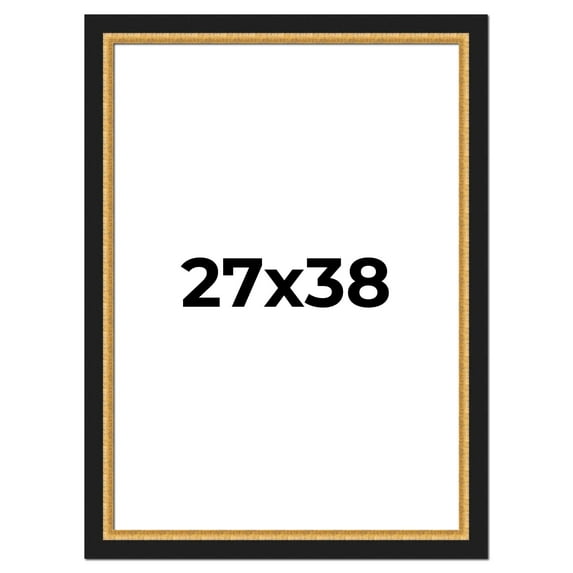 27x38 Frame Gold Real Wood Picture Frame Width 2.25 Inches | Interior Frame Depth 0.5 Inches |