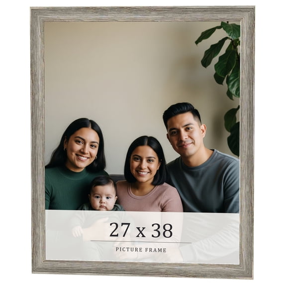 27x38 Frame Grey Solid Wood Picture Frame Width 1 Inches | Interior Frame Depth 0.5 Inches |