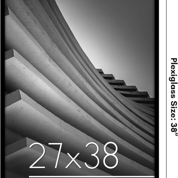 27x38 Poster Frame with Polished Plexiglass - Streamline Collection - Thin Border Picture Frame for Wall Display - Hanging Hardware Included