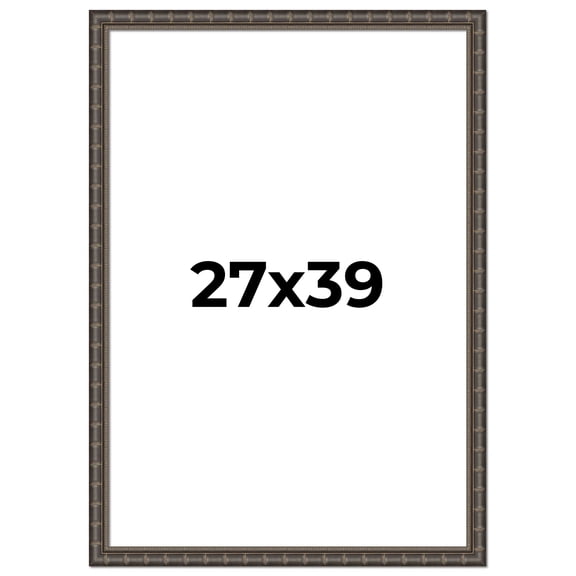 27x39 Frame Black Bamboo Solid Wood Picture Frame Width 1.5 Inches | Interior Frame Depth 0.5