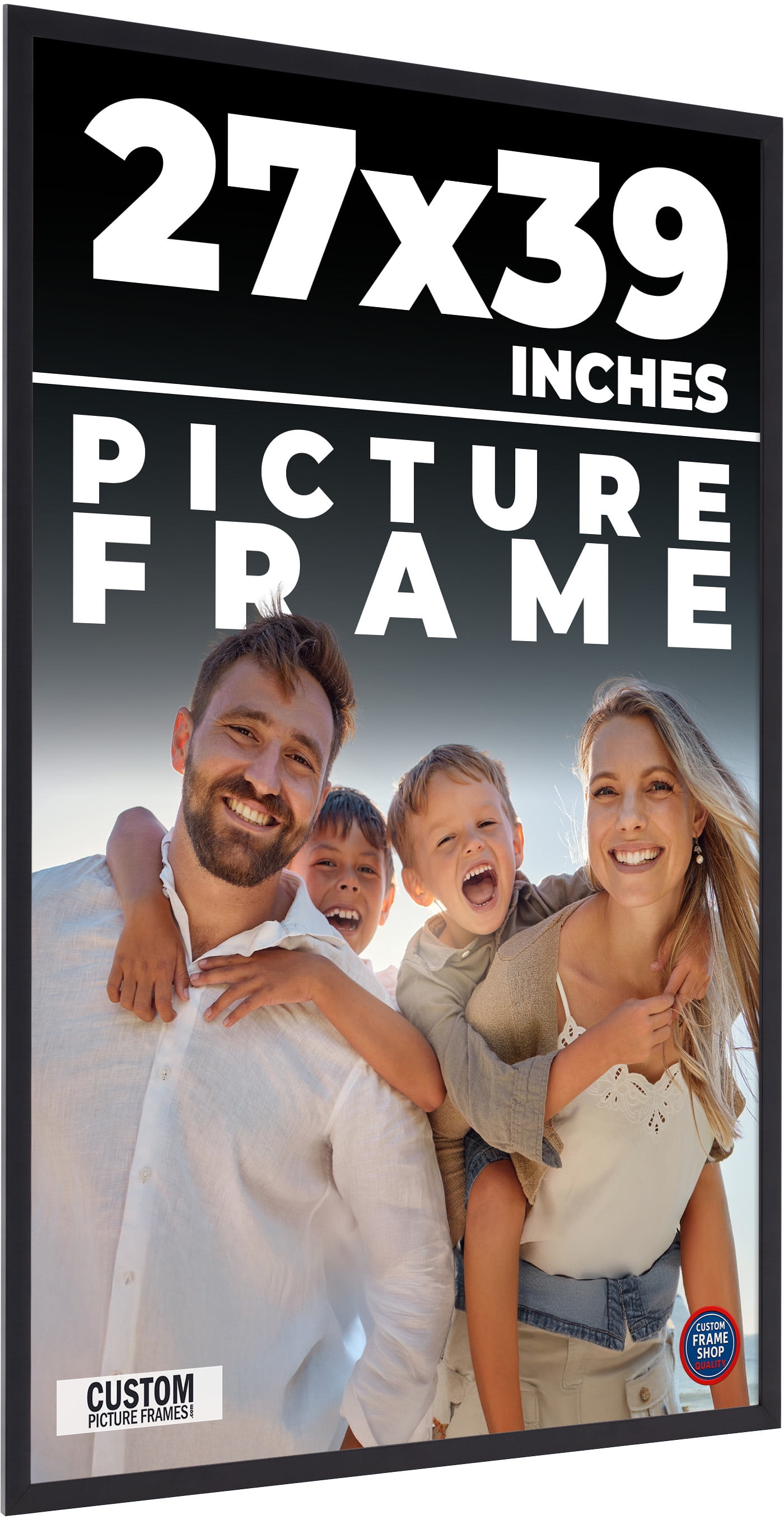 27x39 Frame Black Solid Wood Picture Frame | 0.75 Inch Moulding
