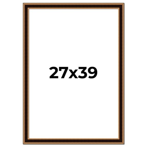 27x39 Frame Gold Brown Plein Air Vintage Solid Wood Picture Frame | 1.75 Inches Moulding Width |