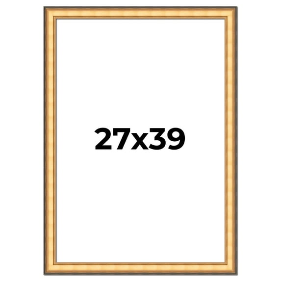 27x39 Frame Gold Plein Aire Solid Wood Picture Frame Width 2 Inches | Interior Frame Depth 0.5