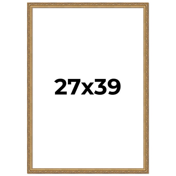 27x39 Frame Gold Solid Wood Picture Frame Width 1.25 Inches | Interior Frame Depth 0.375 Inches |